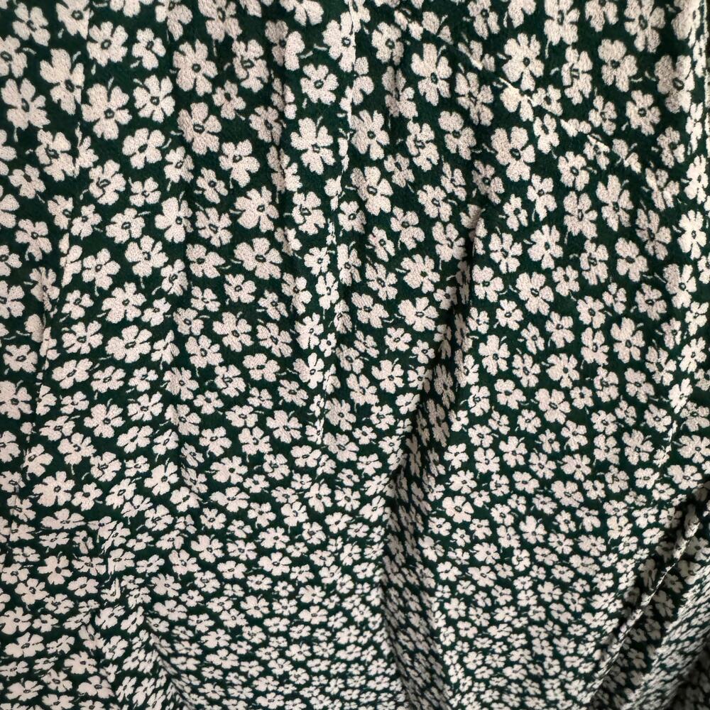 Reformation Floral Mini Wrap Dress Green White Side Tie Short Sleeve Sz XL - Picture 2 of 5